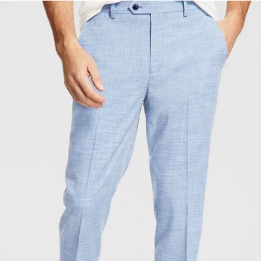 NWT Alfani Mens Slim Fit Stretch Solid Suit Pants Blue 30 x 32 - Picture 1 of 4